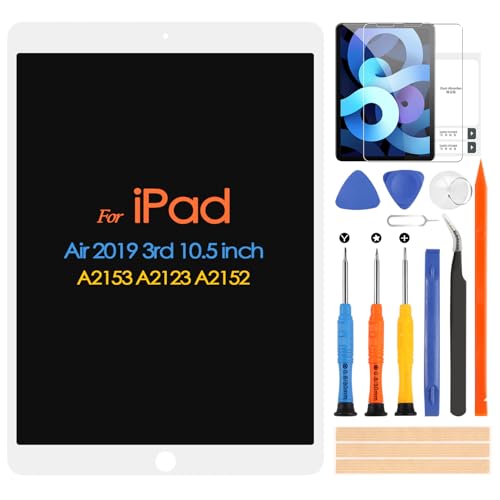 ARSSLY für iPad Air 3 3rd Gen 2019 LCD Display Touchscreen Digitzer Full Glass Assembly für iPad 2019 Air3 A2152 A2123 A2153 A2154 mit Reparaturwerkzeug-Set (weiß) von ARSSLY