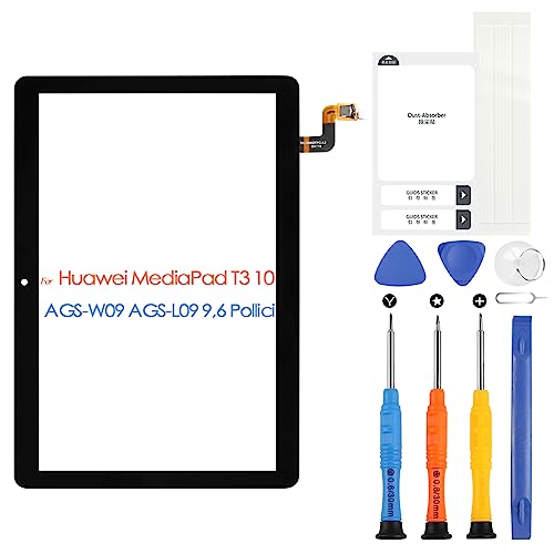 Bildschirm für Huawei MediaPad T3 10 AGS-W09 AGS-L09 Touchscreen Digitizer Touchscreen Digitizer Panel Glas mit Reparatur Kit, Schwarz (9,6 Zoll, kein LCD Display) von ARSSLY