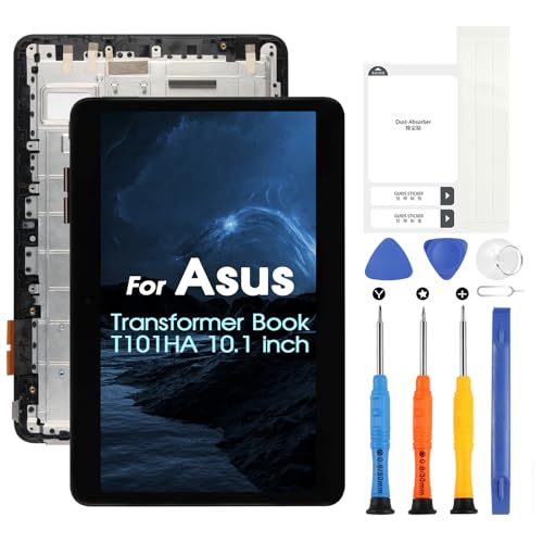 Für Asus Transformer Book T101HA LCD-Bildschirm, Ersatzbildschirm für Asus T101HA T101H T101HD 10,1 Zoll LCD Display Digitazer Full Assembly mit Reparatur-Set, Schwarz mit Rahmen von ARSSLY