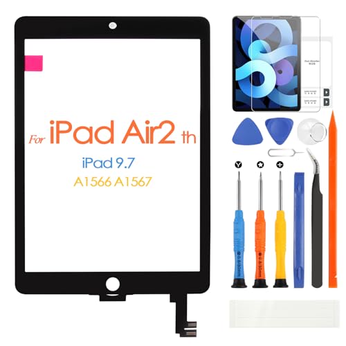 Für iPad Air 2 A1566 A1567 Touchscreen, Touchscreen für iPad Air2 9.7 Zoll Touch Display Glas mit Reparaturset, kein LCD Display (Schwarz) von ARSSLY