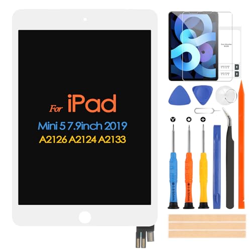 Für iPad Mini 5 7.9 LCD Display, für iPad 2019 A2126 A2124 A2133 A2125 LCD Bildschirm Touchscreen Digitazer Assembly Ersatz mit Reparatur Kit (Weiß) von ARSSLY