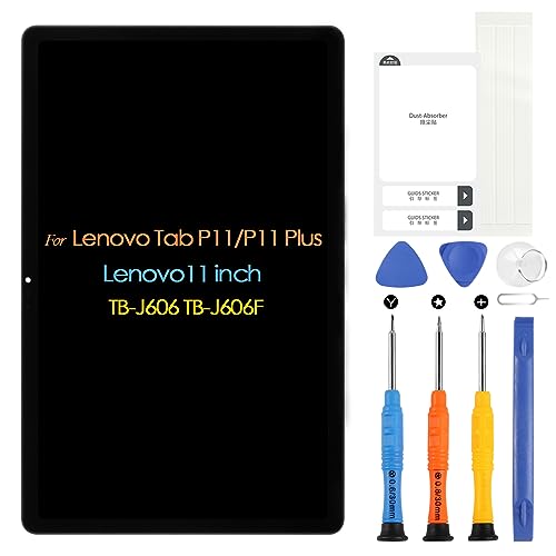 LCD-Bildschirm für Lenovo Tab P11/P11 Plus TB-J606 TB-J606F 11 Zoll LCD Display Ersatz Bildschirm für Lenovo TB-J606 TB-J606F Touchscreen Digitazer Assembly mit Reparatur-Set (Schwarz, mit Rahmen) von ARSSLY