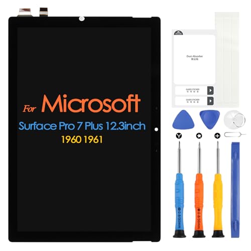 LCD Bildschirm für Microsoft Surface Pro 7 Plus 1960 1961 2021 Display für Surface Pro 7+ LCD Display Touchscreen Montage Ersatz Glas Digitizer mit Reparatur Kit (12,3 Zoll, Schwarz) von ARSSLY