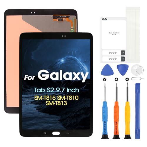 LCD Bildschirm für Samsung Galaxy Tab S2 9.7 Zoll LCD Display für Galaxy Tab S2 SM-T815 SM-T810 SM-T813 Display Touchscreen Digitizer Ersatz Assembly + Reparatur-Set (Schwarz) von ARSSLY