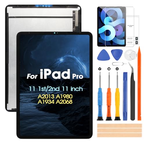 LCD-Bildschirm für iPad Pro 11 2018/2020 Display für iPad Pro 11 1st A2013 A1934 A1980 / 2nd A2068 A2230 A2231 A2228 Touchscreen Digitazer Assembly Ersatz Bildschirm mit Reparatur Kit von ARSSLY