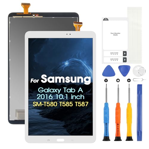 LCD-Display für Samsung Galaxy Tab A 2016 SM-T580 T585 T587 10,1 Zoll Display Ersatz Touchscreen Digitazer Montage mit Reparatur-Set (weiß) von ARSSLY