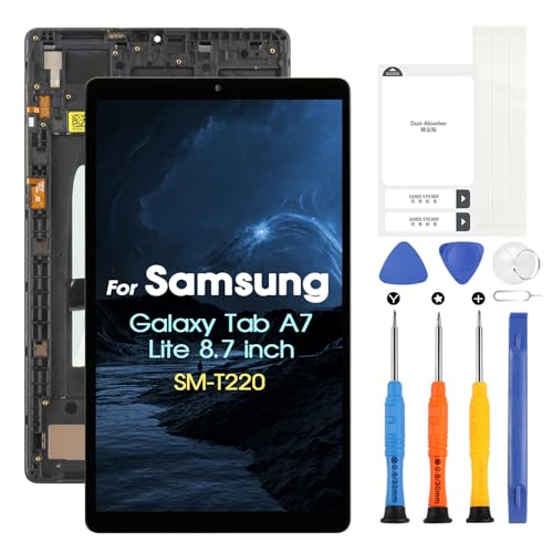 LCD Display für Samsung Galaxy Tab A7 Lite SM-T220 T220 LCD Bildschirm für Samsung Tab A7 Lite 8.7 T220 Touchscreen Digitizer Glasplatte Full Assembly mit Werkzeugen (WiFi, Schwarz mit Rahmen) von ARSSLY
