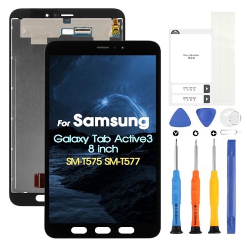 LCD-Display für Samsung Galaxy Tab Active3 Display für Galaxy Tab Active3 SM-T575 / 577 (LTE-Version) Touchscreen Digitazer Full Assembly Ersatz Bildschirm mit Reparatur-Set (Schwarz, 8 Zoll) von ARSSLY