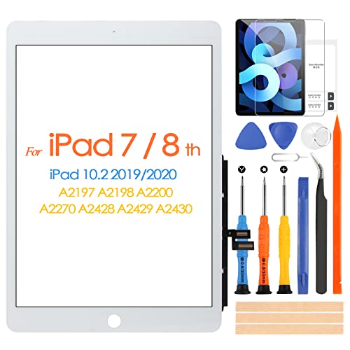 Touchscreen für iPad 7/8 10.2 Zoll 2019 2020 7th 8th Digitizer Touchscreen Panel Reparatur-Set, Keine Home-Taste, für iPad A2197 A2198 A2200 A2270 A2428 A2429 A2430 (Nicht LCD) von ARSSLY