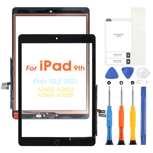 Digitizer für iPad 9 9. Gen 2021 10.2" A2602 A2603 A2604 A2605 Touch Screen für iPad 9th Generation 2021 Touchscreen Ersatz Bildschirm Glass Panel mit Home Button & Toolset (Nein LCD Display) von ARSSLY