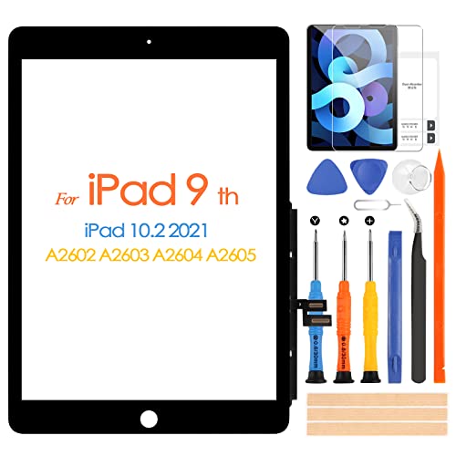Touchscreen für iPad 9 2021 9th Generation, Digitizer Touchscreen für iPad 10.2 2021 A2602 A2603 A2604 A2605, Touchscreen Front, inklusive Reparaturwerkzeug, ohne Home-Taste Lack) von ARSSLY