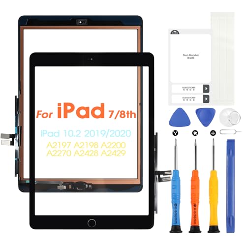 Touch Screen für iPad 7 2019 / iPad 8 2020 Touchscreen für iPad 7th / 8th Digitizer für iPad A2197 A2198 A2200 A2270 A2428 A2429 A2430 mit Home Button & Reparatur Kit (Schwarz) von ARSSLY