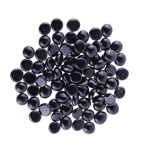 ARSUK Flache Glasmurmeln, dekorative Kieselsteine, Mosaikperlen, Edelsteine, Vasenfüller, Blumensteine, Aquarium-Dekoration (0,5 kg, schwarze Kieselsteine) von ARSUK