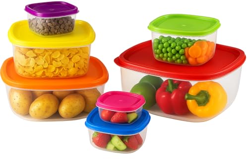 ARSUK Lebensmittelbehälter Aufbewahrungsboxen mit Deckeln, stapelbar, luftdicht - BPA-frei, mikrowellen-, gefrier- und spülmaschinengeeignet (Set mit 7 Stück) von ARSUK