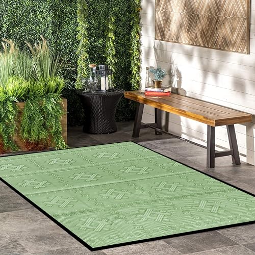 ARSUK Outdoor Teppich Wetterfest, 150x100cm, Wasserdicht, Sandfest, Faltbare und Waschbarer Strand Picknickdecke, Wendbare Matte für Garten, Terrasse, Camping, UV Beständig, Balkon, Picknick von ARSUK