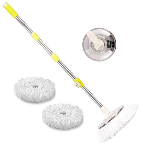 ARSUK Mop Reinigung Mopp mit Langer Griff 360° Grad Rotierend Einstellbar mit 2 Stück Mikrofaser Mopp Ersatzkopf, für Boden Hartholz Fliesen Bäder (Grün Teleskopstangen) von ARSUK