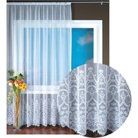 Gardine Jacquard Universalband Spitzenoptik Vorhang Blumenmuster weiß, Auswahl: 500 x 245 cm, Design: Felicitas - Weiß von ARSVITA