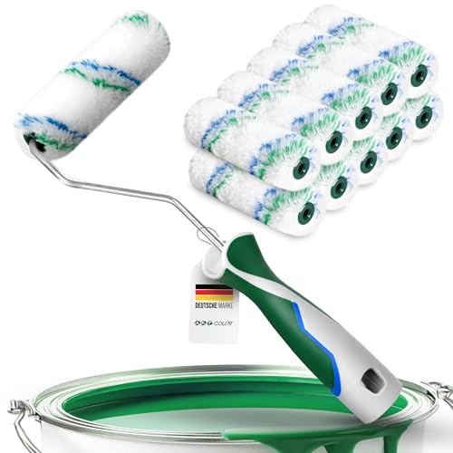 Farbwalzen Set – 10 Stück 10 cm Farbroller mit 12 mm Flor + 3K Bügel | Malerrollen für Wandfarbe, Kanten & Detailarbeiten | Profi-Malerwerkzeug für Innenbereiche Farbwalzen Set – 10 Stück 10 cm Farbroller mit 12 mm Flor + 3K Bügel | Malerrollen für Wandfarbe, Kanten & Detailarbeiten | Profi-Malerwerkzeug für Innenbereiche von ART COLOR