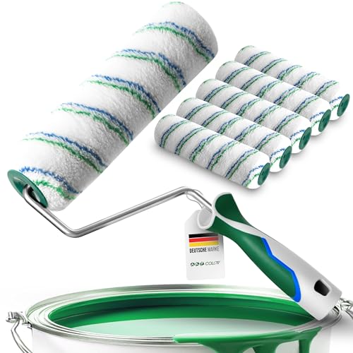 Farbwalzen Set 5 Stück mit Bügel – 25 cm Farbroller mit 12 mm Flor | 3K Griff & Stilaufnahme | Malerrollen für Wandfarbe | Profi-Malerwerkzeug für Innenbereiche Farbwalzen Set 5 Stück mit Bügel – 25 cm Farbroller mit 12 mm Flor | 3K Griff & Stilaufnahme | Malerrollen für Wandfarbe | Profi-Malerwerkzeug für Innenbereiche von ART COLOR