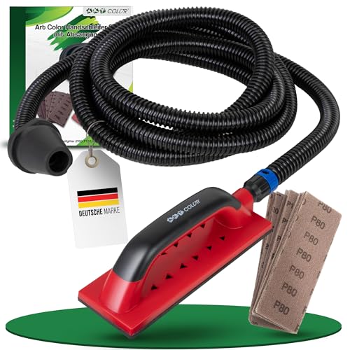Art Color Handschleifer-Set - Schleifklotz (80x230mm) mit Absaugung und Klett für staubfreies Schleifen - inkl. 4m Absaugschlauch und 25x Art Color Schleifgitter Körnung: P80, P120, P180, P240, P320 Art Color Handschleifer-Set - Schleifklotz (80x230mm) mit Absaugung und Klett für staubfreies Schleifen - inkl. 4m Absaugschlauch und 25x Art Color Schleifgitter Körnung: P80, P120, P180, P240, P320 von ART COLOR