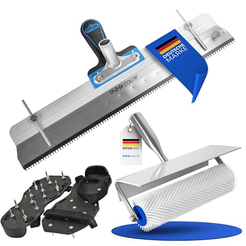 Rakel-Set für Bodenbeschichtung & Ausgleichsmasse - Stehrakel, 25cm Entlüftungswalze und Nagelschuhe von ART COLOR