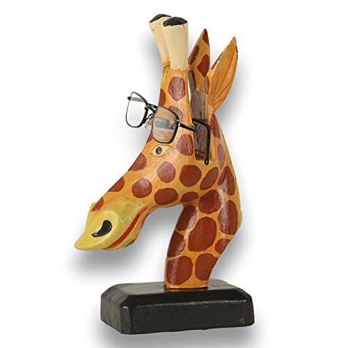 ART-CRAFT Brillenhalter brillenständer brillenablage Giraffe aus Holz handgeschnitzt und handbemalt 20cm von ART-CRAFT