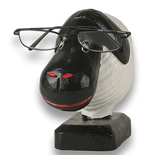ART-CRAFT Brillenhalter brillenständer brillenablage Schaf aus Holz handgeschnitzt und handbemalt 20cm von ART-CRAFT