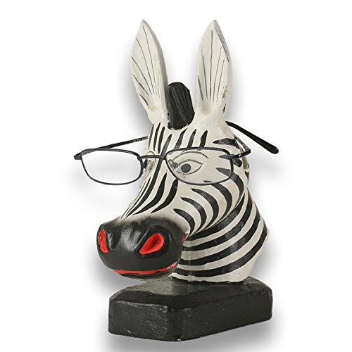 ART-CRAFT Brillenhalter brillenständer brillenablage Zebra aus Holz handgeschnitzt und handbemalt 20cm von ART-CRAFT