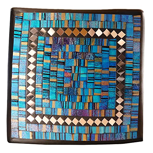 ART-CRAFT Dekoschale Mosaikschale Türkis mit Spiegel Tonschale Schlüsselschale aus Terracotta mit handbemalten Glaselementen zu einem schönen Muster von Hand gearbeitet ART-CRAFT Dekoschale Mosaikschale Türkis mit Spiegel Tonschale Schlüsselschale aus Terracotta mit handbemalten Glaselementen zu einem schönen Muster von Hand gearbeitet von ART-CRAFT