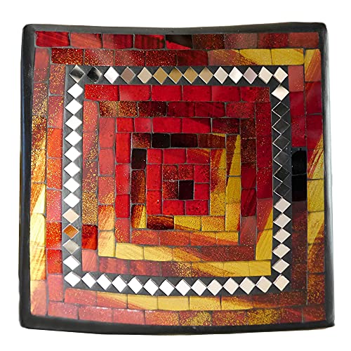 ART-CRAFT Dekoschale Mosaikschale rot gold mit Spiegel Tonschale Schlüsselschale aus Terracotta mit handbemalten Glaselementen zu einem schönen Muster von Hand gearbeitet ART-CRAFT Dekoschale Mosaikschale rot gold mit Spiegel Tonschale Schlüsselschale aus Terracotta mit handbemalten Glaselementen zu einem schönen Muster von Hand gearbeitet von ART-CRAFT