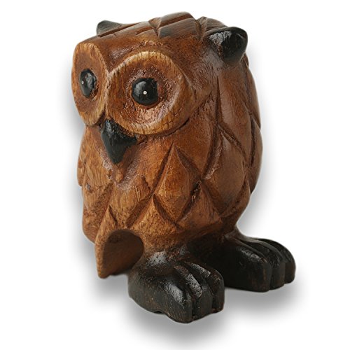 ART-CRAFT Eule aus Holz handgeschnitzt 8cm von ART-CRAFT