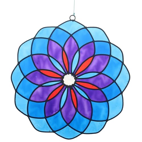 ART-CRAFT Fenster Hängedeko Sonnenfänger – Handgemachter Suncatcher für magische Lichtspiele – Fensterdeko und Gartendekon – Handbemalte Fensterdekoration - Motiv Mandala blau von ART-CRAFT