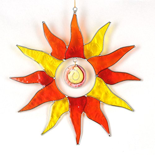 ART-CRAFT Fenster Hängedeko Sonnenfänger – Handgemachter Suncatcher für magische Lichtspiele – Fensterdeko und Gartendekon – Handbemalte Fensterdekoration - Motiv Sonne von ART-CRAFT
