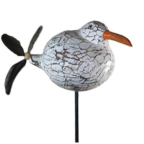 ART-CRAFT Gartendeko draußen Figur Landhausstil Dekostecker mit Holz Möwe und Propeller 120cm hoch von ART-CRAFT