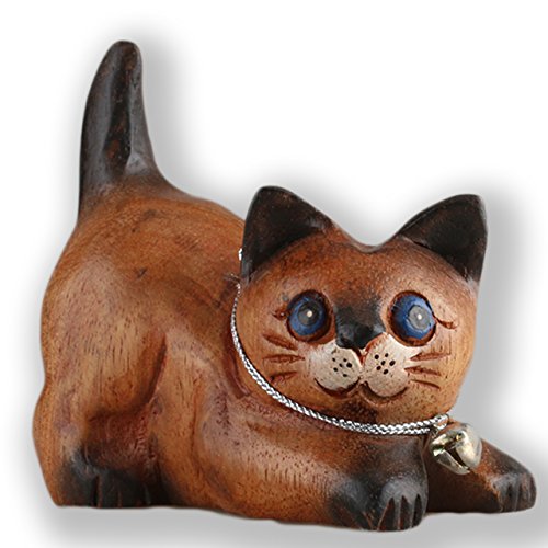 ART-CRAFT HTKA016 Holzkatze in verspielter Pose bemalt 10 cm von ART-CRAFT