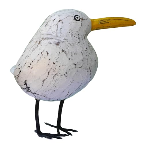 ART-CRAFT Handgeschnitzte Deko-Möwe im Shabby Chic Stil - Maritime Holz-Skulptur 18 cm hoch von ART-CRAFT