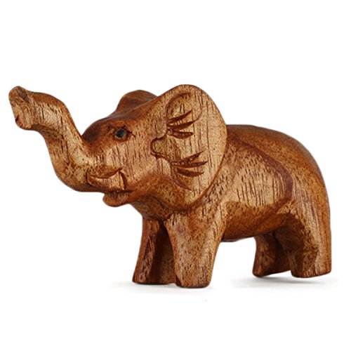 ART-CRAFT Holz-Elefant Schnitzerei aus Suar Holz 8cm von ART-CRAFT