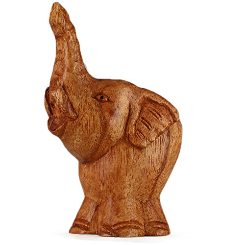 ART-CRAFT Holz-Elefant Schnitzerei aus Suar Holz 9cm von ART-CRAFT