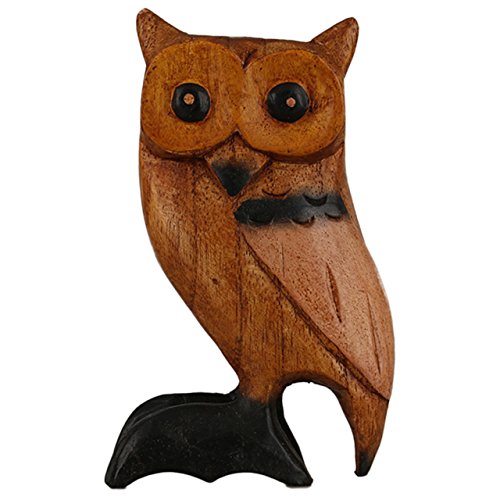 ART-CRAFT Holz-Eule Schnitzerei aus Albesia Holz 12cm von ART-CRAFT