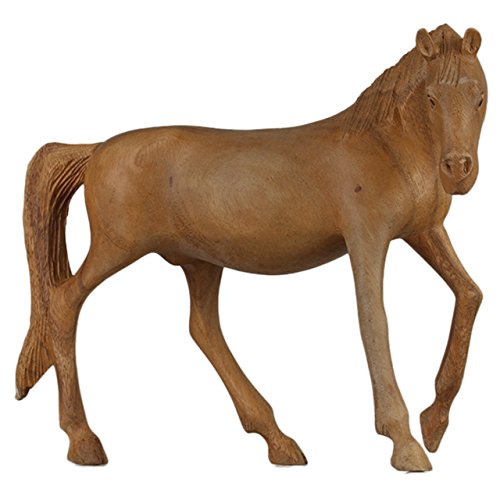 ART-CRAFT Holz-Pferd Schnitzerei aus Suar Holz 30cm von ART-CRAFT