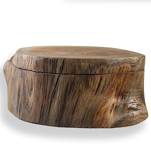 ART-CRAFT Holzkiste Holzbox Holz Dose mit Deckel aus echtem Teakholz Ring Box Ring Schachtel Pillendose klein Weed box Schmuckschatulle Aufbewahrungsdose Geschenkbox Sammelbox Ø 14 cm von ART-CRAFT