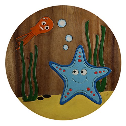ART-CRAFT KH063 Kinderhocker Holz Schemel mit Motiv Seestern bemalt und beschnitzt extra große Sitzfläche Ø 30cm LxBXH = 30x30x27cm ART-CRAFT KH063 Kinderhocker Holz Schemel mit Motiv Seestern bemalt und beschnitzt extra große Sitzfläche Ø 30cm LxBXH = 30x30x27cm von ART-CRAFT