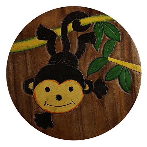 ART-CRAFT KH068 Kinderhocker Holz Schemel mit Motiv Affe bemalt und beschnitzt extra große Sitzfläche Ø 30cm LxBXH = 30x30x27cm ART-CRAFT KH068 Kinderhocker Holz Schemel mit Motiv Affe bemalt und beschnitzt extra große Sitzfläche Ø 30cm LxBXH = 30x30x27cm von ART-CRAFT