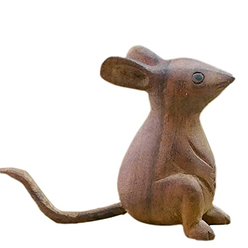 ART-CRAFT Kunsthandwerk aus Bali von Hand Geschnitzte wunderschöne deko Holz Miniatur Maus Tierfigur. Ideal als Wohnzimmer deko Figur oder als Regaldekoration. Hervorragend als Geschenk geeignet. von ART-CRAFT