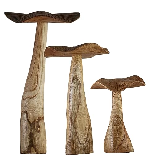 ART-CRAFT Naturnahe Holzpilz-Deko Set mit 3 handgeschnitzten Pilzen 40-30-20cm hoch - Natürliche Garten- und Verandadekoration ART-CRAFT Naturnahe Holzpilz-Deko Set mit 3 handgeschnitzten Pilzen 40-30-20cm hoch - Natürliche Garten- und Verandadekoration von ART-CRAFT