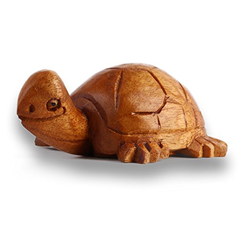 ART-CRAFT Schildkröte Miniatur Schnitzerei aus Suar Holz 3cm von ART-CRAFT