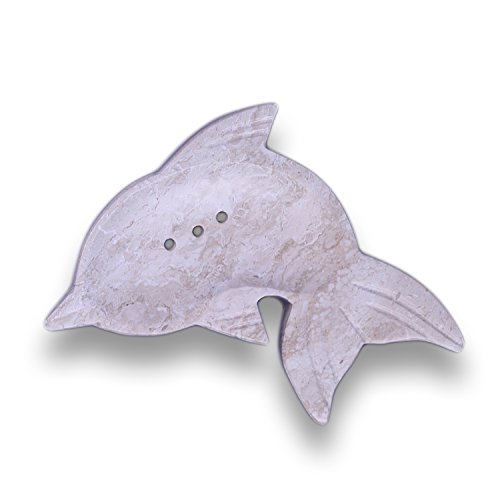 ART-CRAFT Seifenschale aus Natur-Marmor Delfin mit Ablaufrinne - verlängert hygienisch die Lebensdauer ihrer Seife von ART-CRAFT