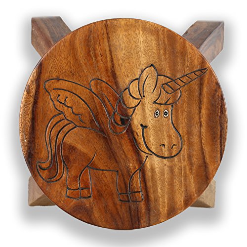ART-CRAFT Vielseitiger Kinderhocker Holzhocker rund aus Massivholz Tiermotiv Einhorn Natur mit vielen Einsatz Möglichkeiten ART-CRAFT Vielseitiger Kinderhocker Holzhocker rund aus Massivholz Tiermotiv Einhorn Natur mit vielen Einsatz Möglichkeiten von ART-CRAFT