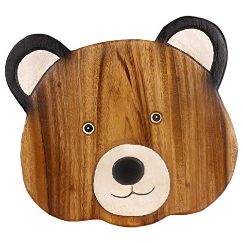 ART-CRAFT Vielseitiger Kinderhocker Holzhocker rund aus Massivholz Tiermotiv Teddy mit vielen Einsatz Möglichkeiten von ART-CRAFT