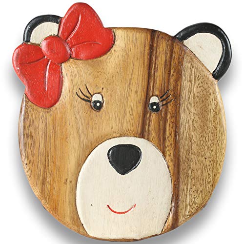 ART-CRAFT Vielseitiger Kinderhocker Holzhocker rund aus Massivholz Tiermotiv Wal mit vielen Einsatz Möglichkeiten von ART-CRAFT